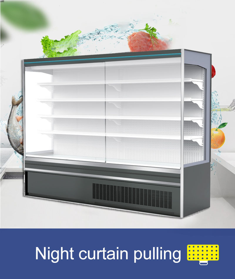 Open Vertical Showcase Freezer Supermarket Display Merchandiser Refrigerator