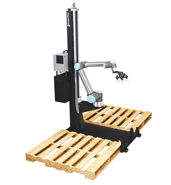 Manipulator universal robots UR10 ROBOTIQ palletizing solution quick to receive and install, quick to program for pallets