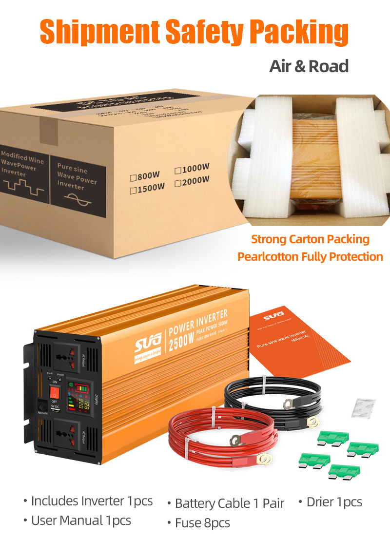 FCC DC To AC 2500W Output Voltage Pure Sine Wave Solar Inverter For Solar Power System