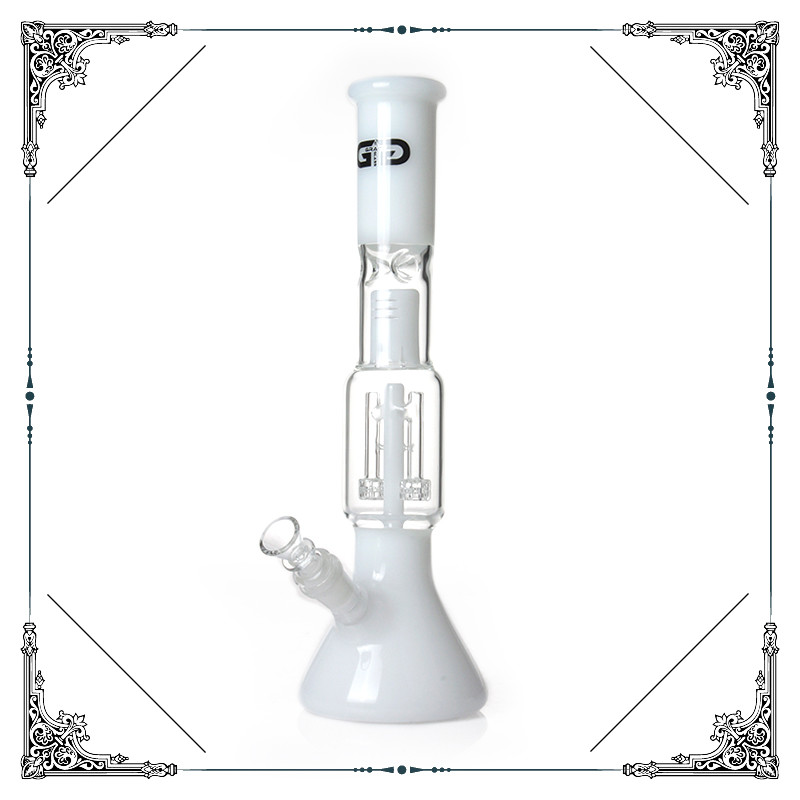 Grace Double Matrix Percolator Hookah 14'' White Glass Beaker Bong Smoking Pipes