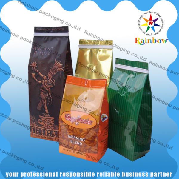 Stand Up Coffee / Tea Plastic Packaging Bag Side Gusset Custom Printing With