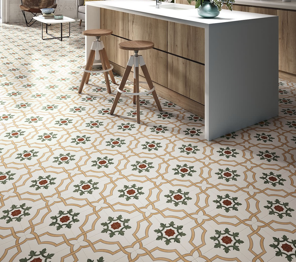Light Yellow And Green 200x200mm Durable and firebrick Ceramic Rustic Tile For Bathroom And Living Room