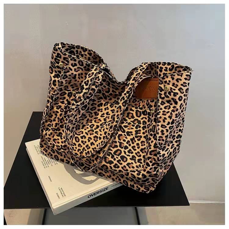 Women Leopard Printing Eco Canvas Bags Animal Pattern Zebra Lady Tote Bags