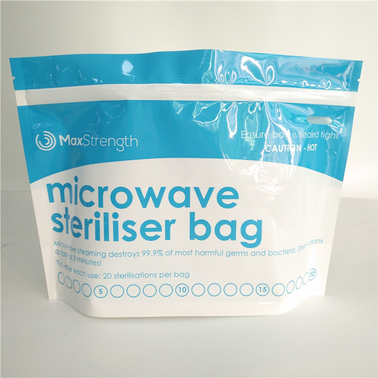 Microwave Steam Bottom Gusset Bags Glossy Stand Up Plastic Sterilizer Retort Pouch
