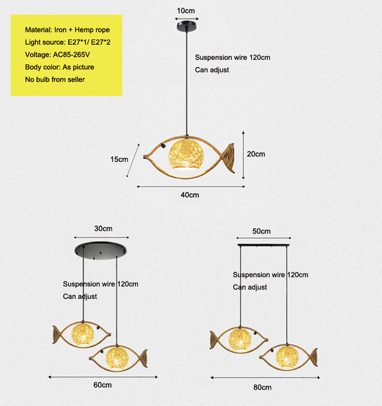 Fish Shaped Rattan Woven Hotel BarLamp Creative Chinese Style Retro lamp(WH-WP-89)