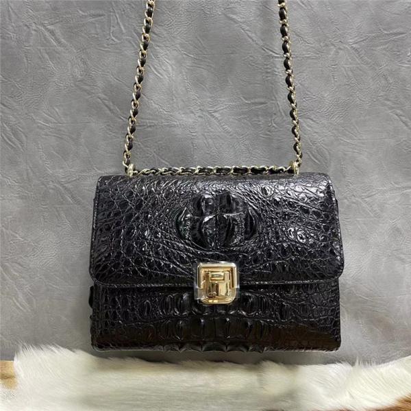Authentic Crocodile Skin Women Small Flap Purse Genuine Alligator Leather Lady