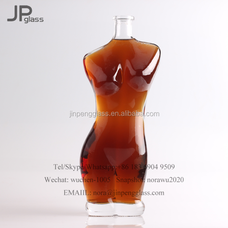 Glass Collar 75cl Lady Body Shaped Glass Bottle for Wine Liquor Vodka Creative Design