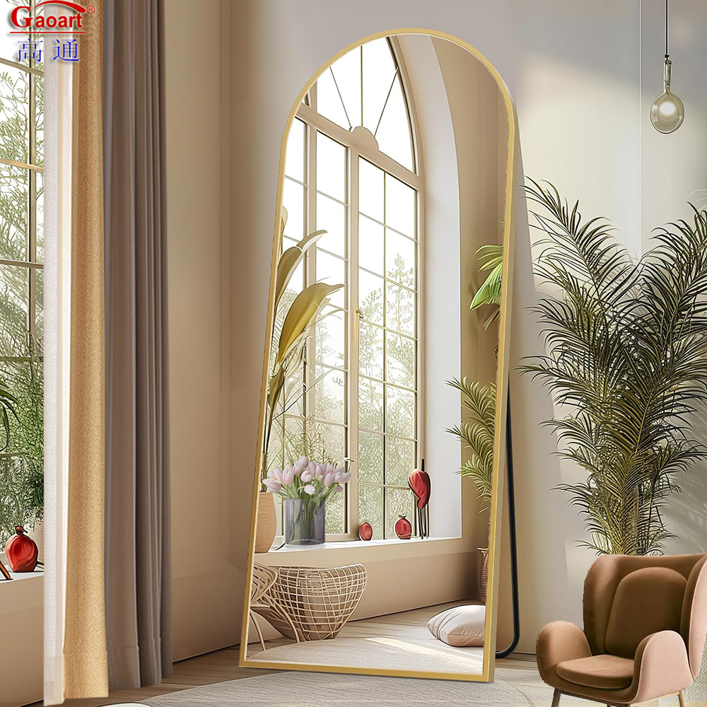 White Frame Wall Mirror Floor Length Metal Bath Dressing Mirror for Home Decoration