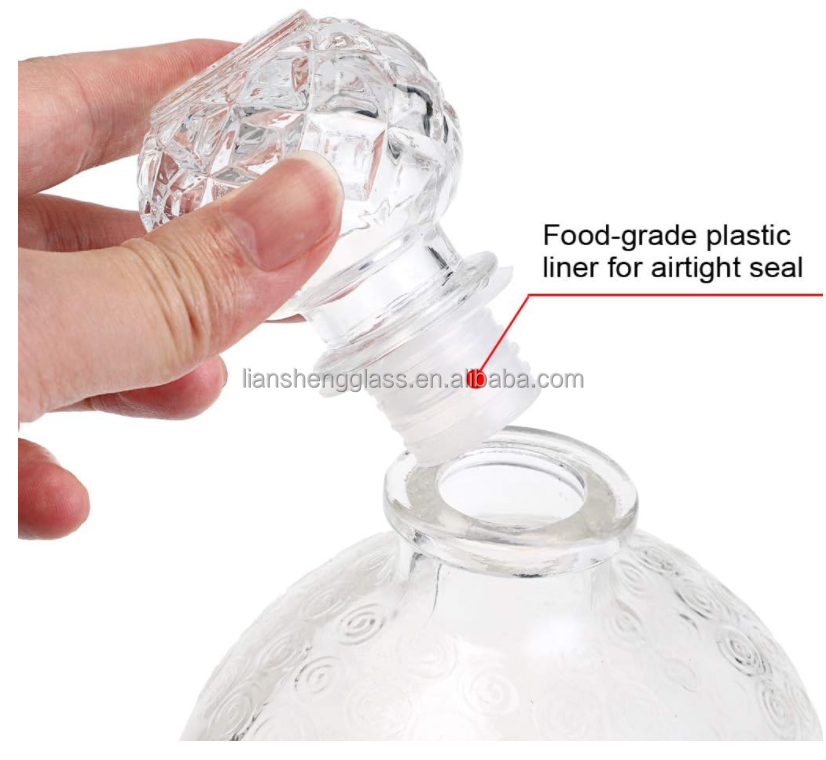 Whisky Vodka Party Decoration Clear Glass Bottle Decanter with Customized Bottle Color