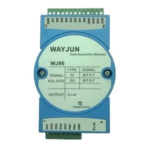 WAYJUN Eight channels DI/DO Ethernet switch to RJ45，Modbus TCP blue switch