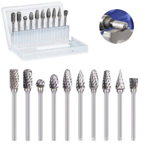 Design 1/4 Inch Aluminum Material Red Box Carbide Burr Set Round Section Shape