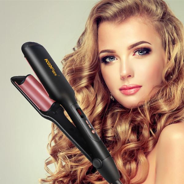 KooFex Anti Frizz Big Barrel Curling Iron , Electric Tourmaline Ceramic Hair