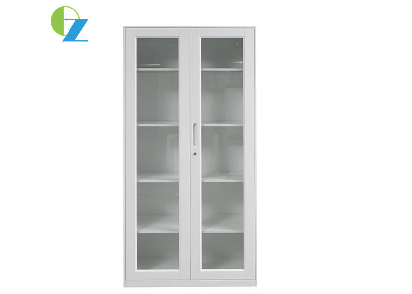 Glass Door Steel Cupboard H1850*W900*D400(MM) Blue Swing Cabinet For Office