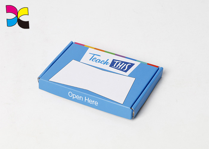 OEM Custom Printed Corrugated Shipping Boxes Blue Rectangle Glittering Finish