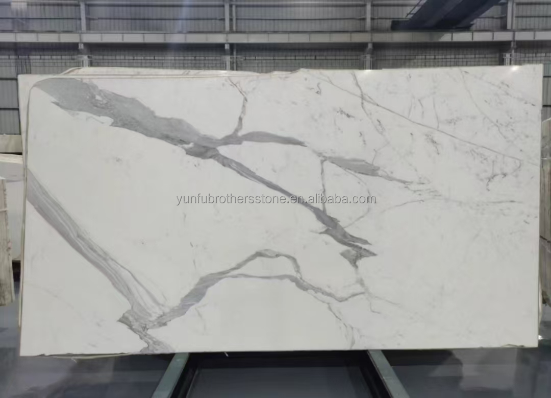 Modern Design Italy White Calacatta Marble Slab for Kitchen Countertop and Wall Panel