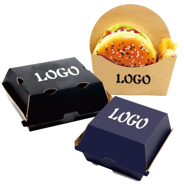 Customized hamburger box eco-friendly and biodegradable kraft paper food
