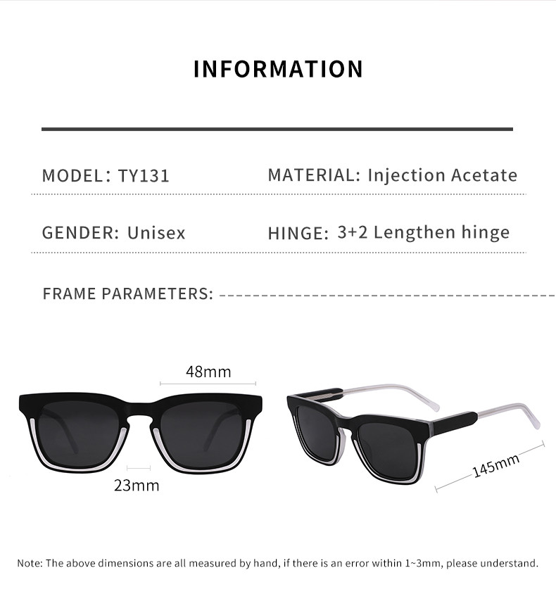 Outdoor Polarized Aviator Sunglasses Acetate Square Customizable Logo