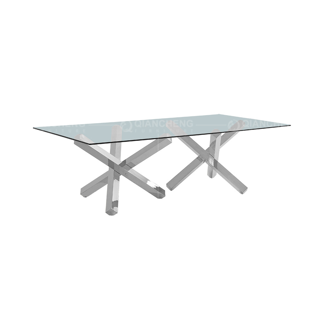 95inch Rectangle Glass Top Dining Table 4 Seater Glass Dining Table With Chairs