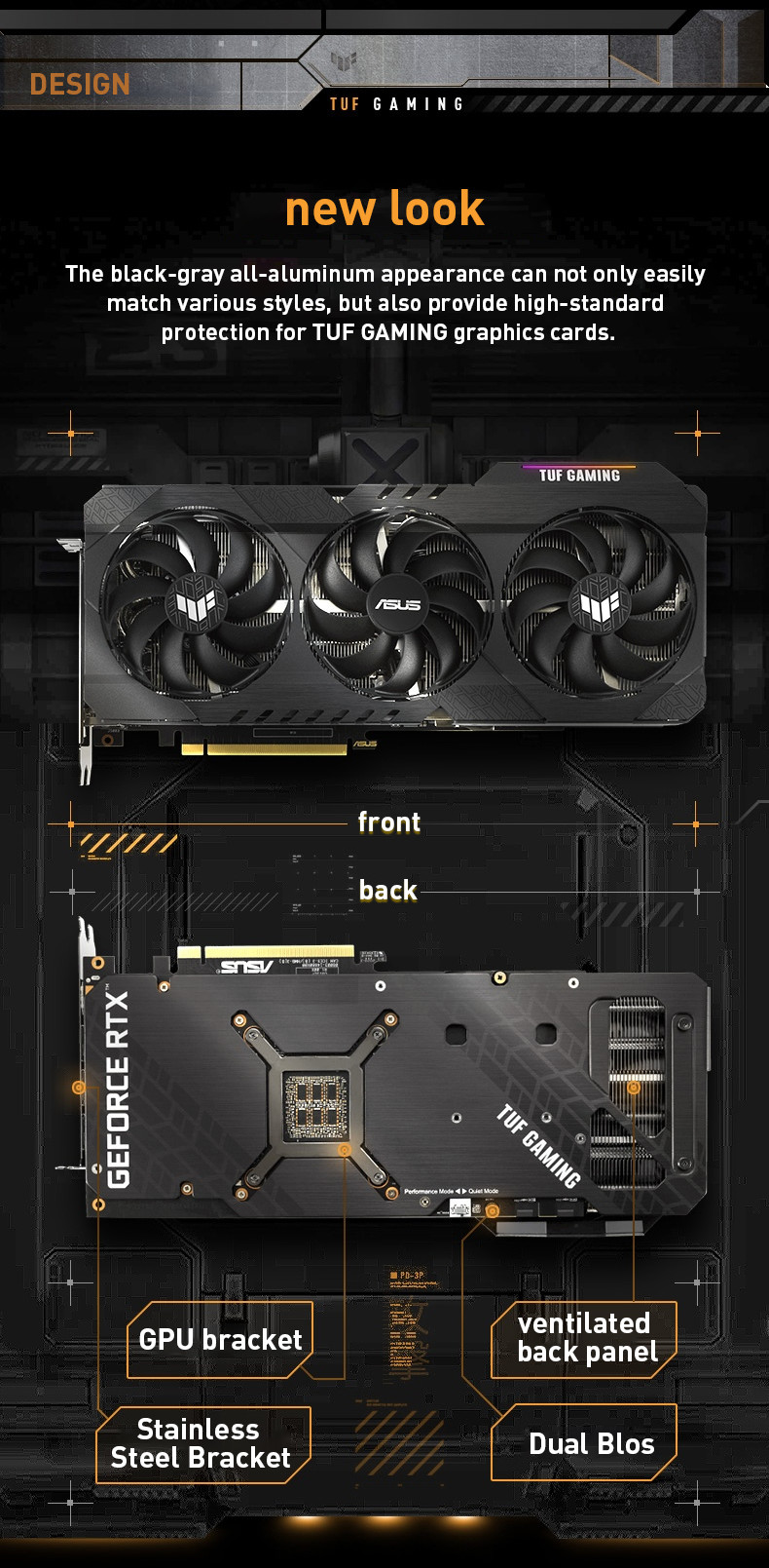 ASUS NVIDIA TUF-RTX3070-O8G-V2-GAMING 256bit GDDR6 Desktop Graphics Card