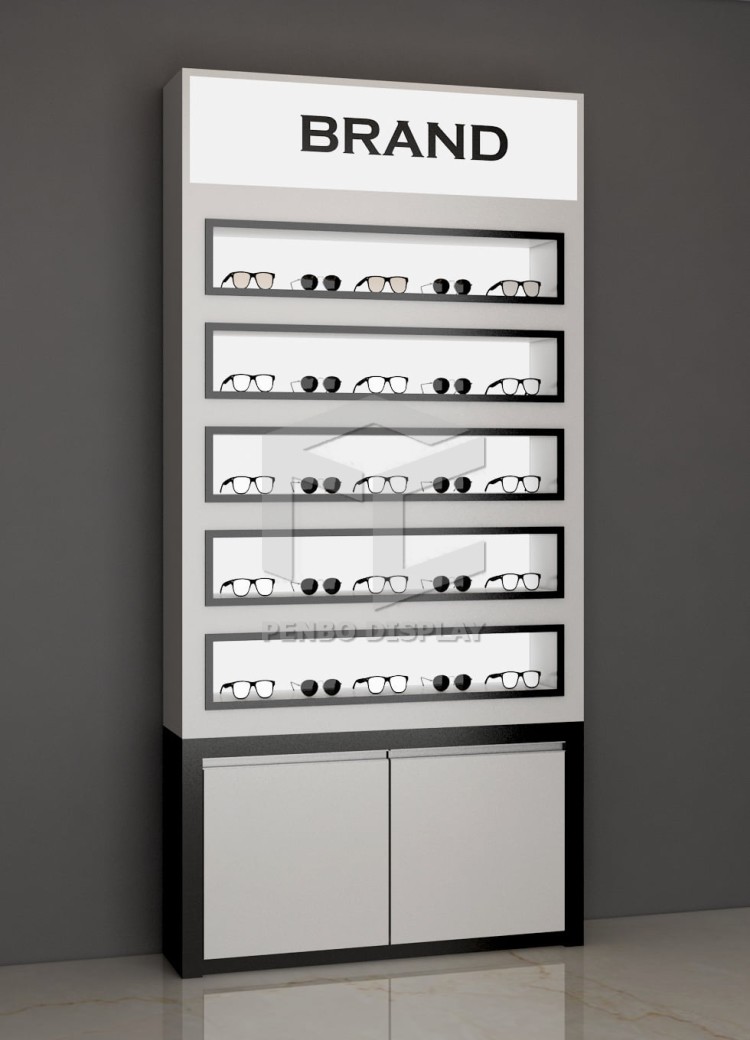 Hierarchy Optical Shop Display Cabinets Racks Display 10mm Thick Tempered Glass Loaded