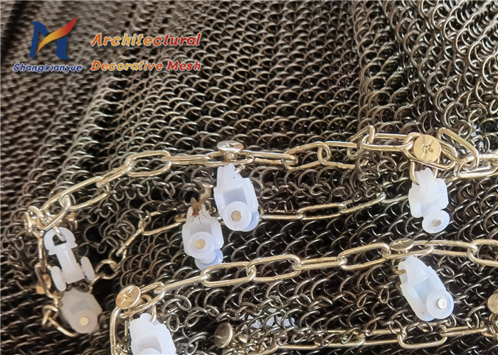 Golden Metal Mesh Ceiling Panels Mild Steel Wire Coil Curtains