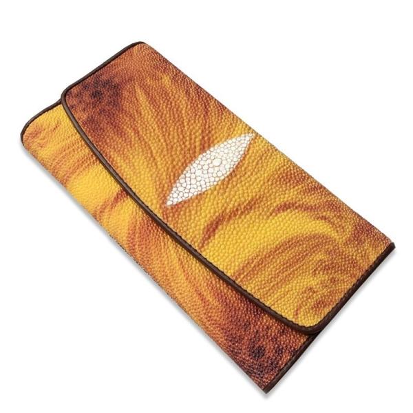Thailand Authentic Stingray Skin Female Large Trifold Wallet Genuine Leather