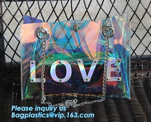 luxury handbag women chain shoulder bag clear PVC plastic tote bag, Tote Bag Clear Shoulder PVC Bag with Zipper, pac, ba