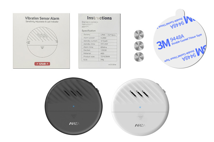 White 130dB Wireless Anti Theft Alarm System Round Ultra Thin
