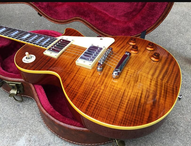 Custom LP electric guitar, Rosewood Fingerboard & Solid Mahogany Body Tobacco Burst electric guitar, Free shipping