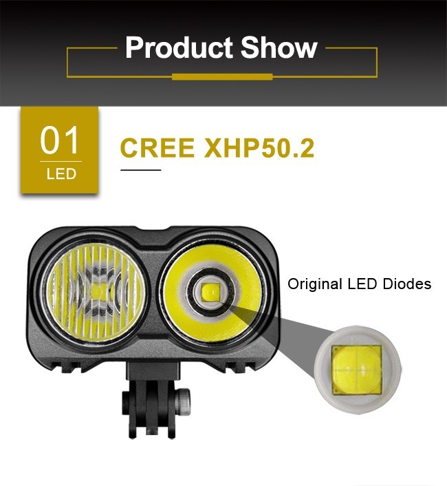 Waterproof IP65 Solid 5000 Lumens Bike LED Flashlight With External Switch