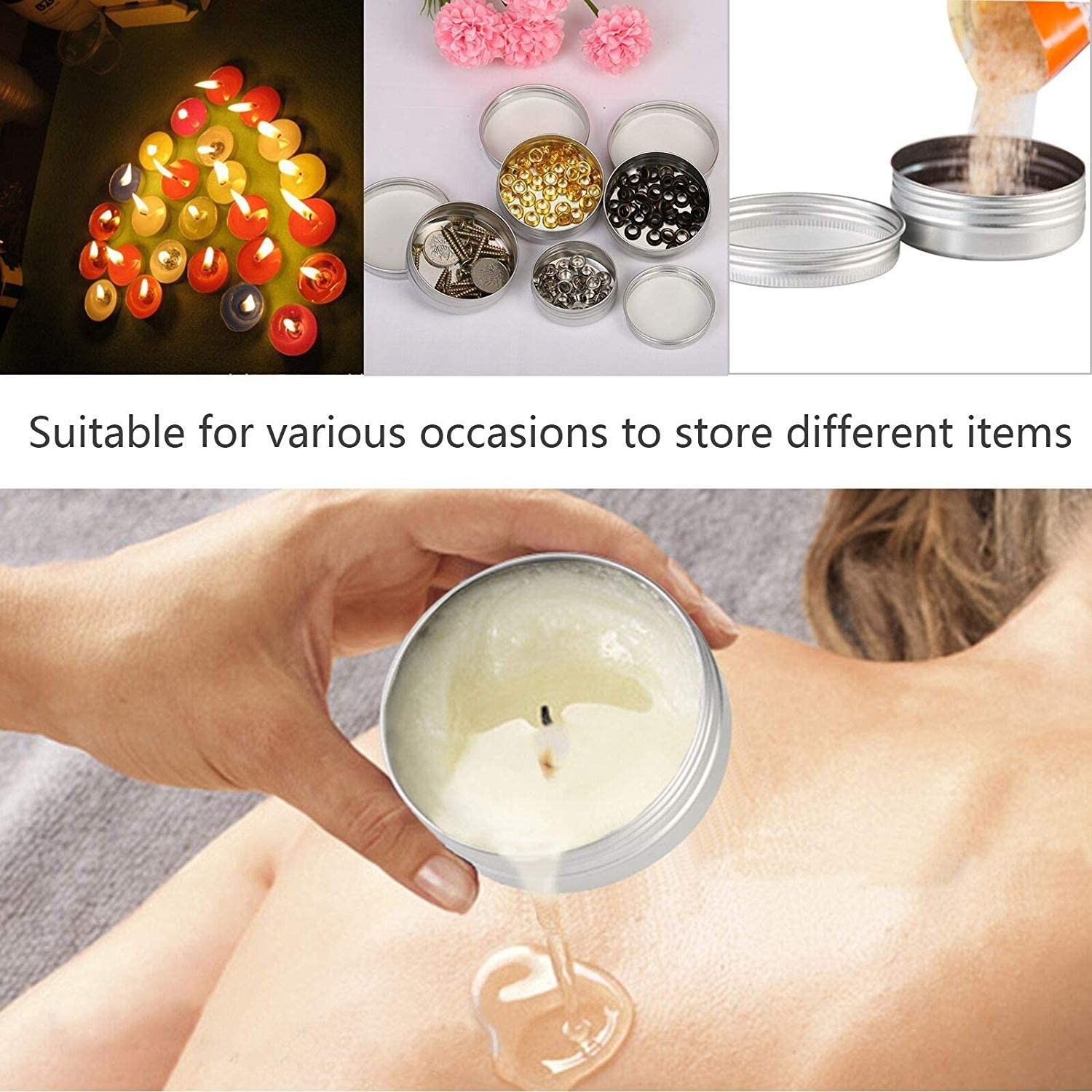 Square Snap Lid Tin Aluminum Jar Cosmetic Candle Packaging Box
