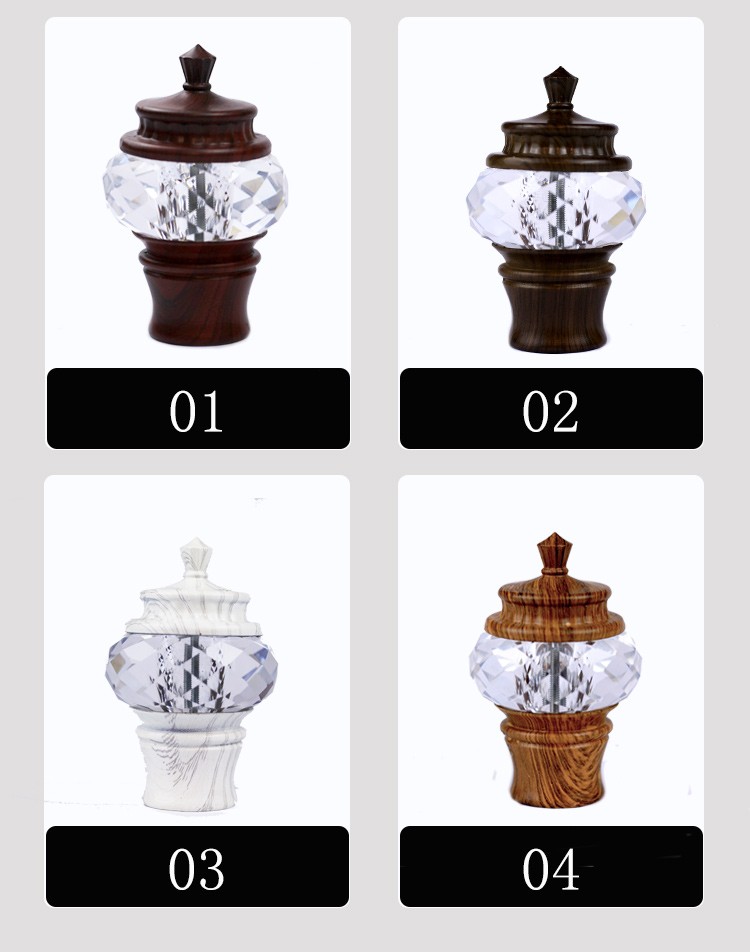 Decorative Glass Curtain Pipe Rod Leaf Finials With 22mm 25mm Size