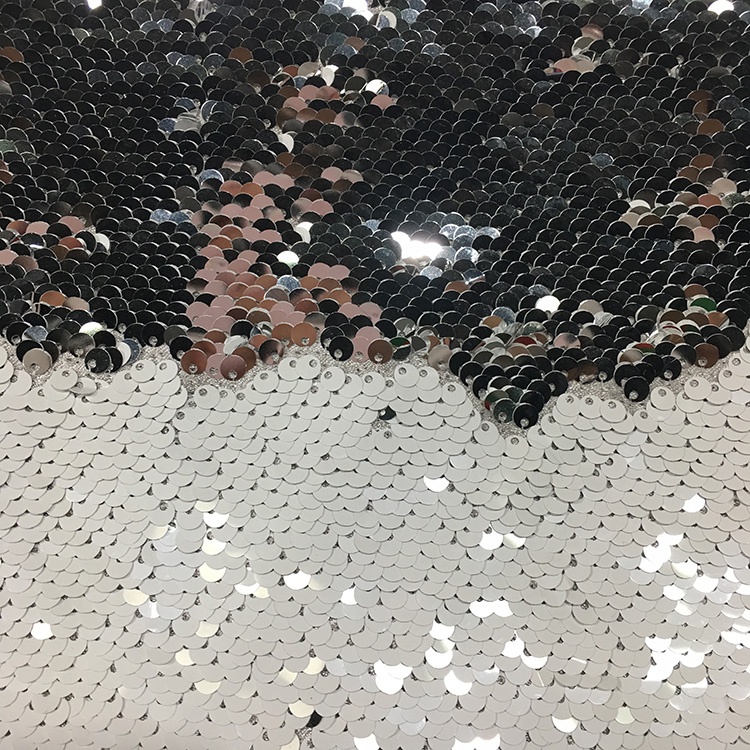 Fish Scale Silver Sequin Tablecloth , Champagne Sequin Fabric Reversible