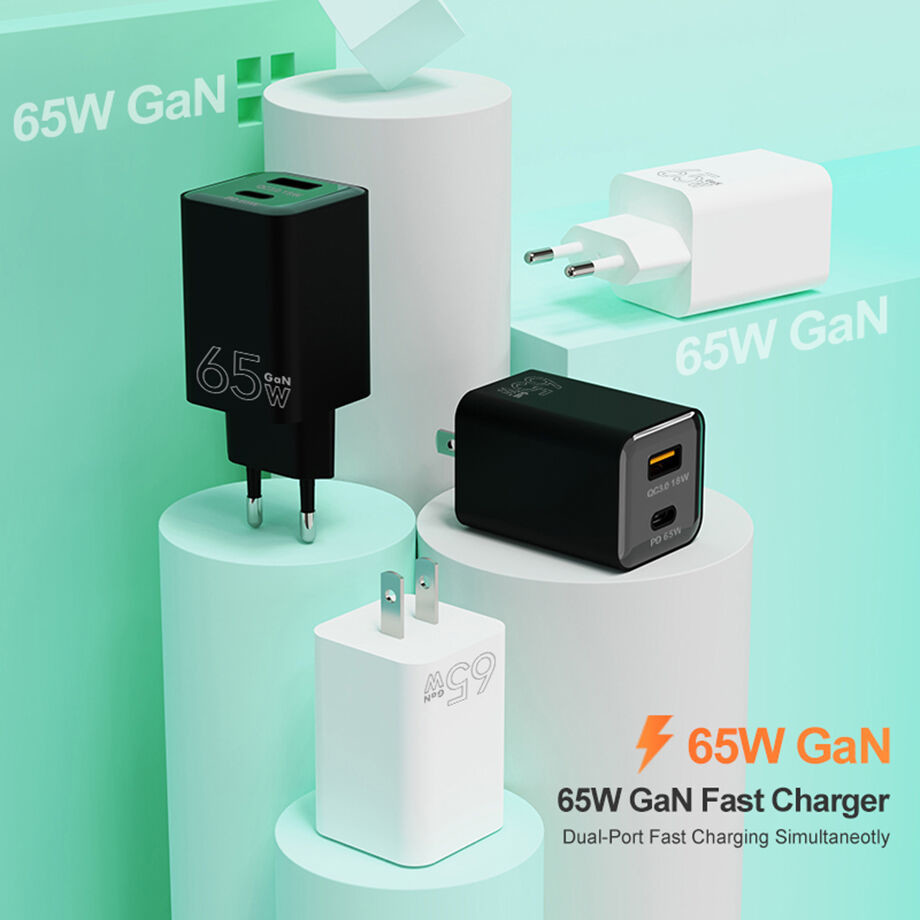 65W USB C Fast Charger Block 2 Port Power Adapter For MacBook Pro / Laptop / IPhone