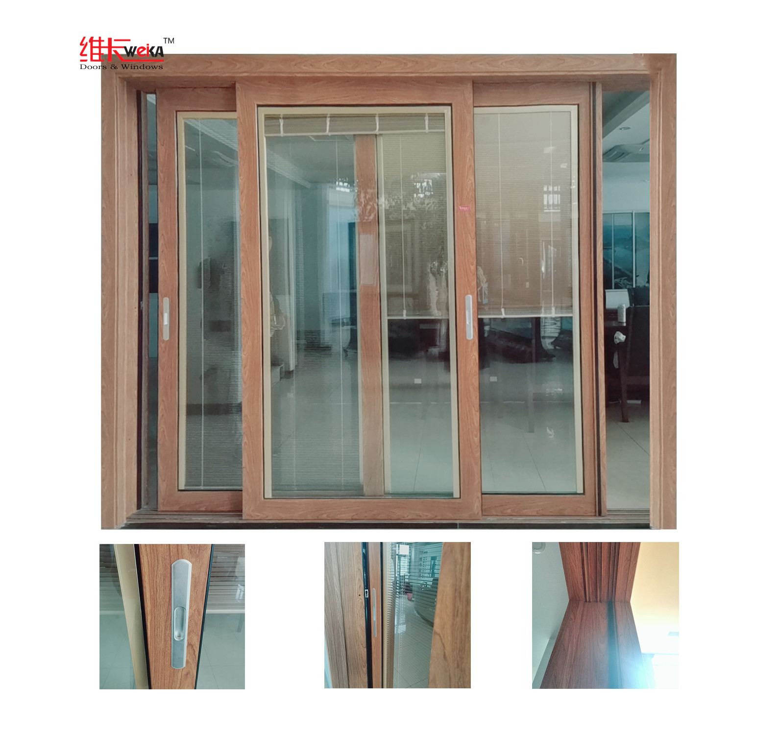 Tempered Glass Aluminum Sliding Patio Doors For Residential House Villa Exterior