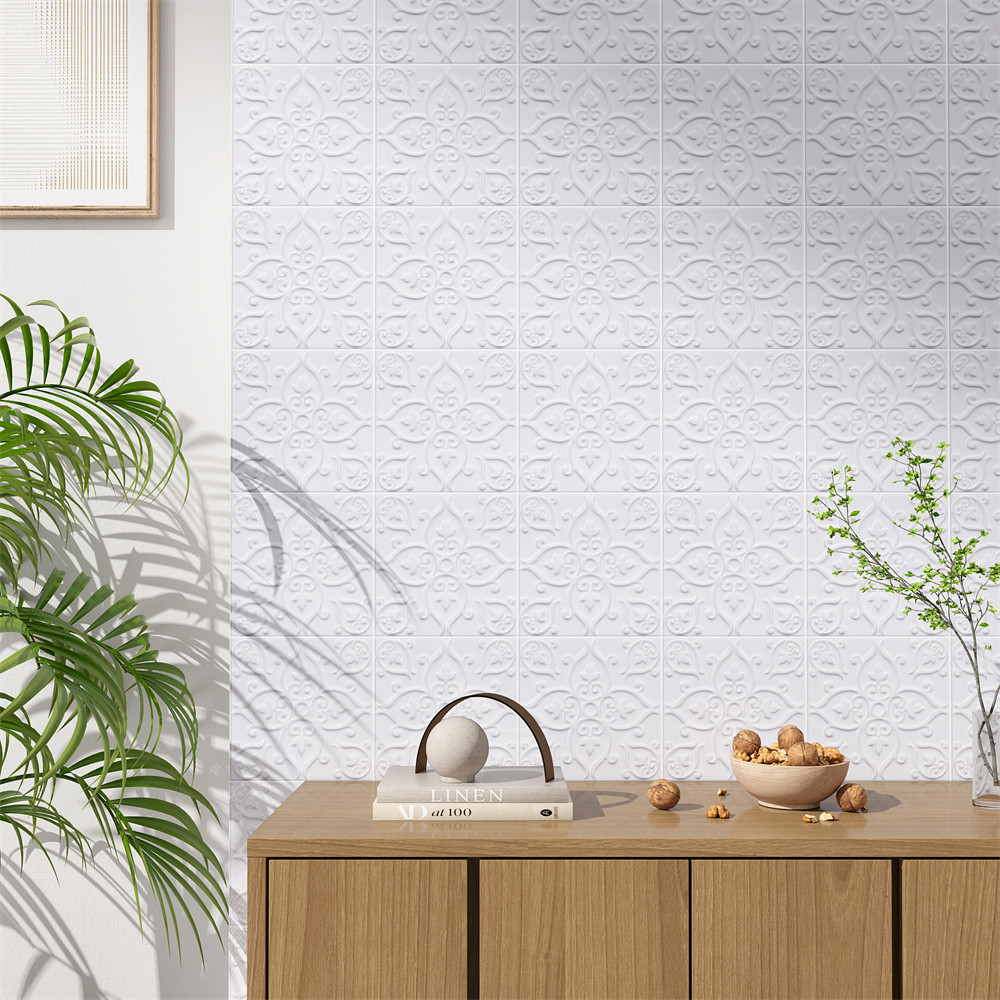 Antibacterial White Ceramic Rustic Tiles 200x200mm For Kitchen And Durable Wall Tile For Living Room