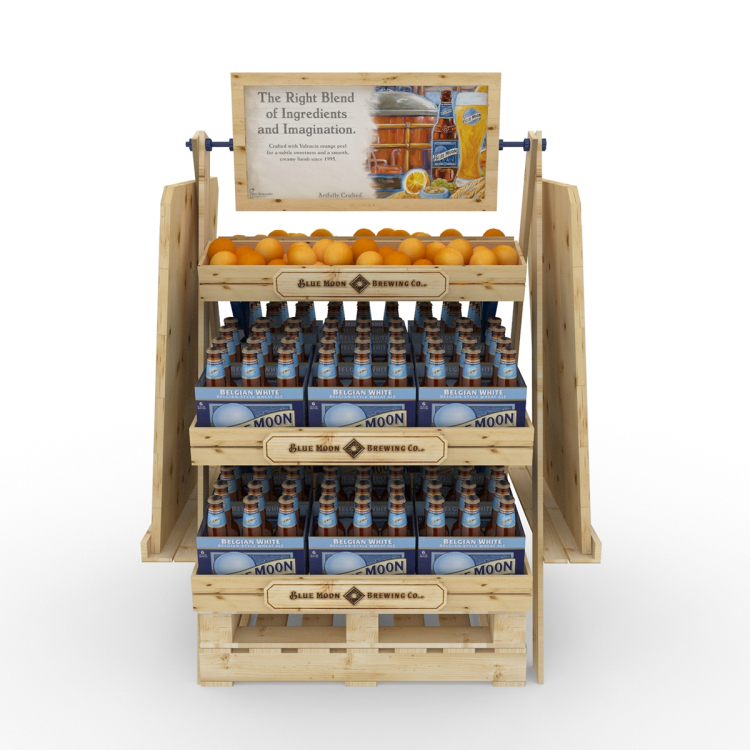 Customized Double Sided Display Rack Stable Diy Wood Wine Rack Supermarket Beer Bottle