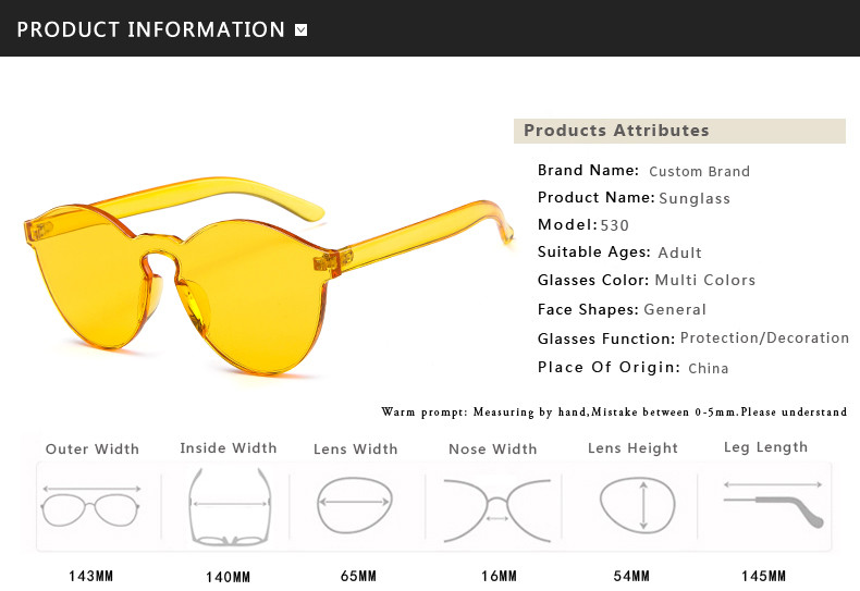 Colorful One Piece Lens Transparent Round Retro Hot Sale Sunglasses
