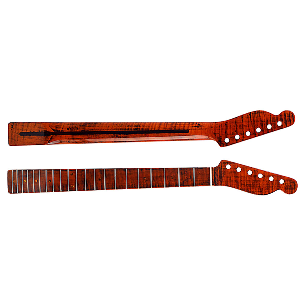 Tiger Flame Maple Guitar Neck Replacement Fender Stratocaster Maple Neck Abalone Dots Adjustable Truss Rod