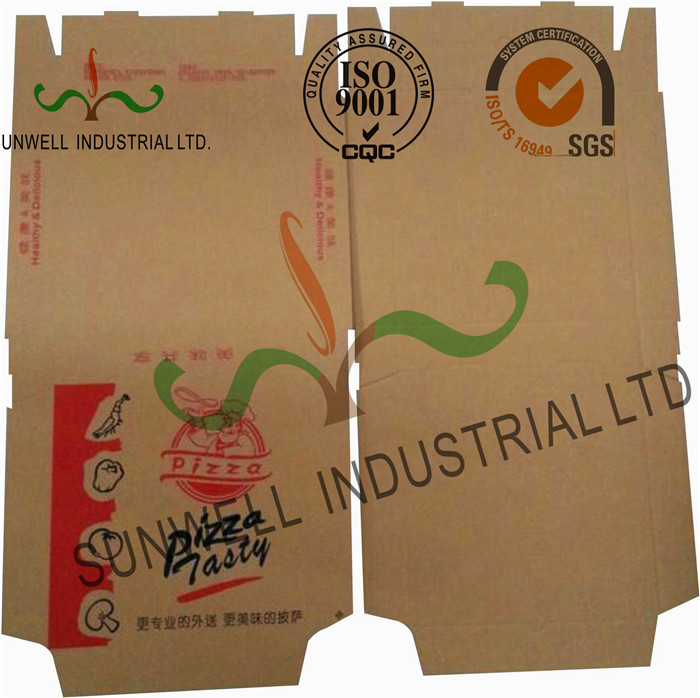 AE Fluted Corrugated Kraft Paper Pizza Packaging Box CMYK Printing Matt Lamination