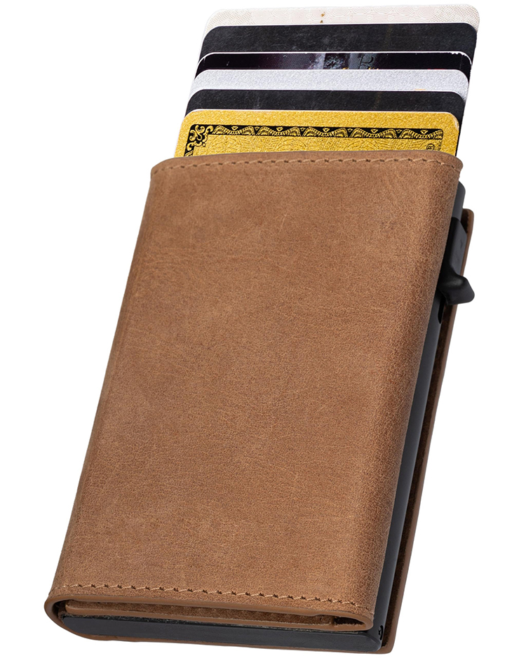 First Layer Crazy Horse Genuine Leather Men's Wallet Short Retro Card Box Cowhide Wallet