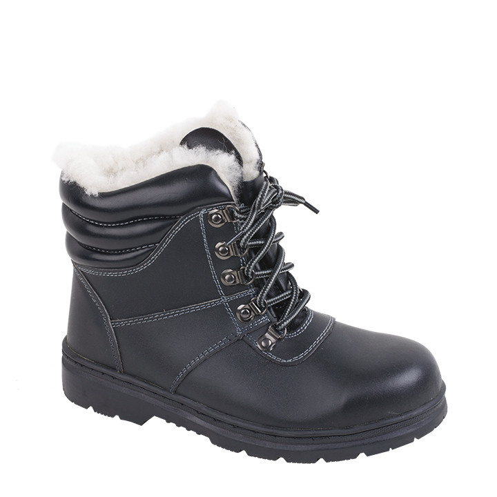Buffalo Leather Warm Lining Safety Industrial Shoes with Slip-Resistant Sole UF-156
