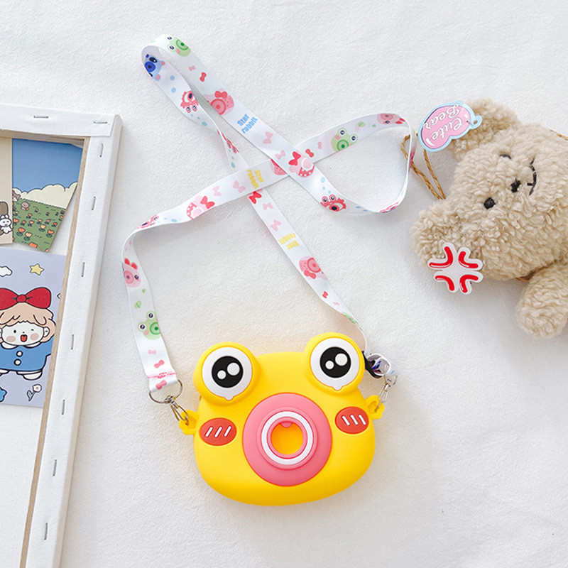Cute Frog Silicone Pencil Box School Supplies Pencil Case For Kids Makeup Bag Shoulder Bag For Christmas Birthday Gift