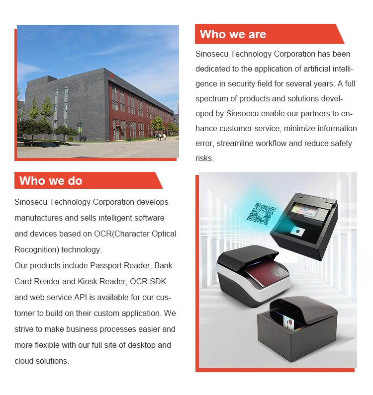 Sinosecu Smart Card Reader Passport Scanner Support for ISO/IEC 7816 Compliant Cards