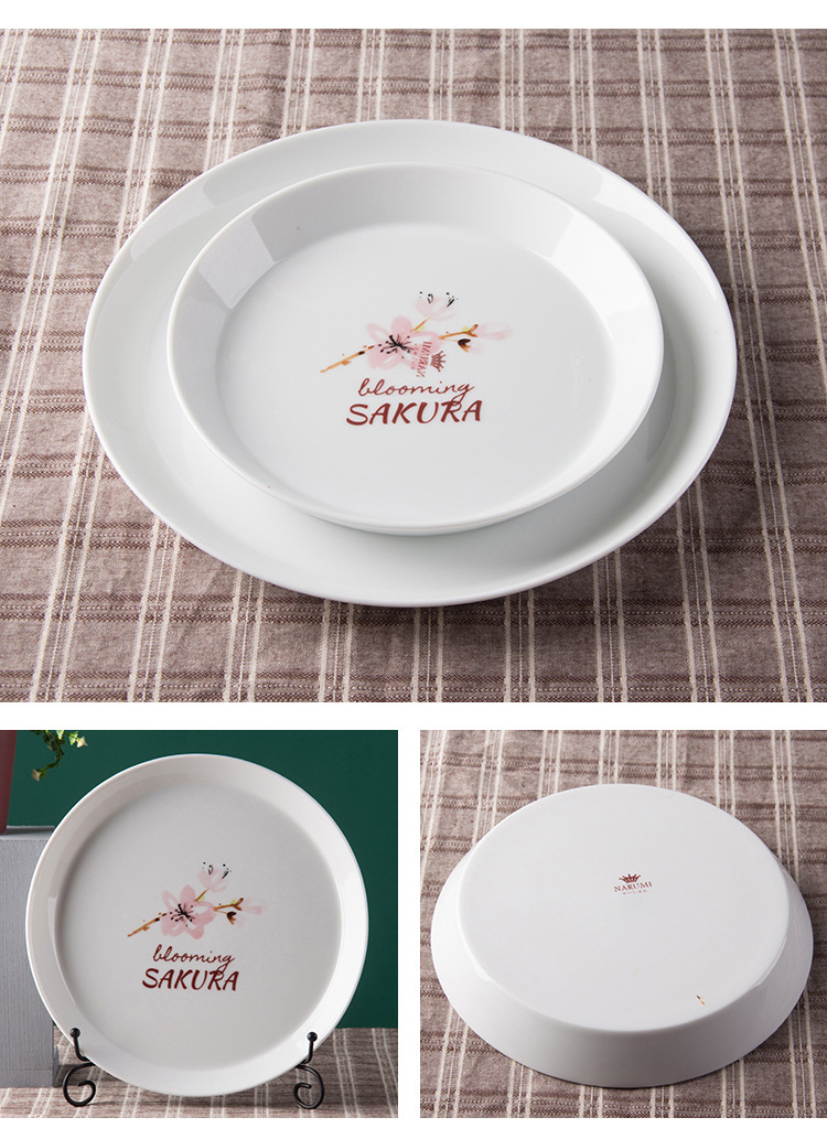 Japanese Cherry Blossom White Round Rectangle Square Baking Dessert Bowl Restaurant Ceramic Dinner Plate And Mug