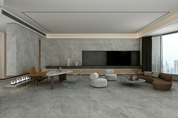 Grey Elegant Exterior Wall And Indoor Floor 900x1800x9mm Glazed Polished