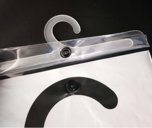 Logo Printing Plastic PVC Hook Bag 0.2MM Thickness For Clothes Packing