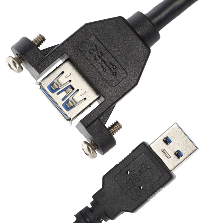 Screw Locking Mini Micro B Type C RJ45 Ethernet Male to Female USB Panel Mount Extension Cable