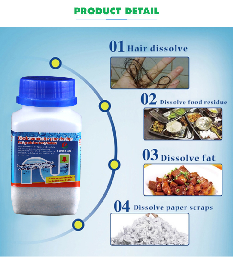 Powerful Solid Pipe Sewer Dredging Agent Powder 50% White And Blue
