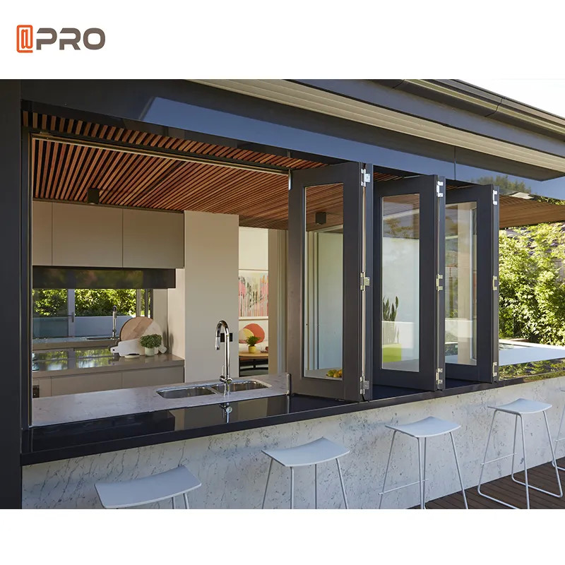 Aluminum Bi Fold Glass Windows Horizontal Opening Type Frameless